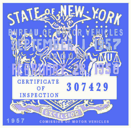 1957-58 New York Inspection Sticker 1957-58 New York Inspection Sticker